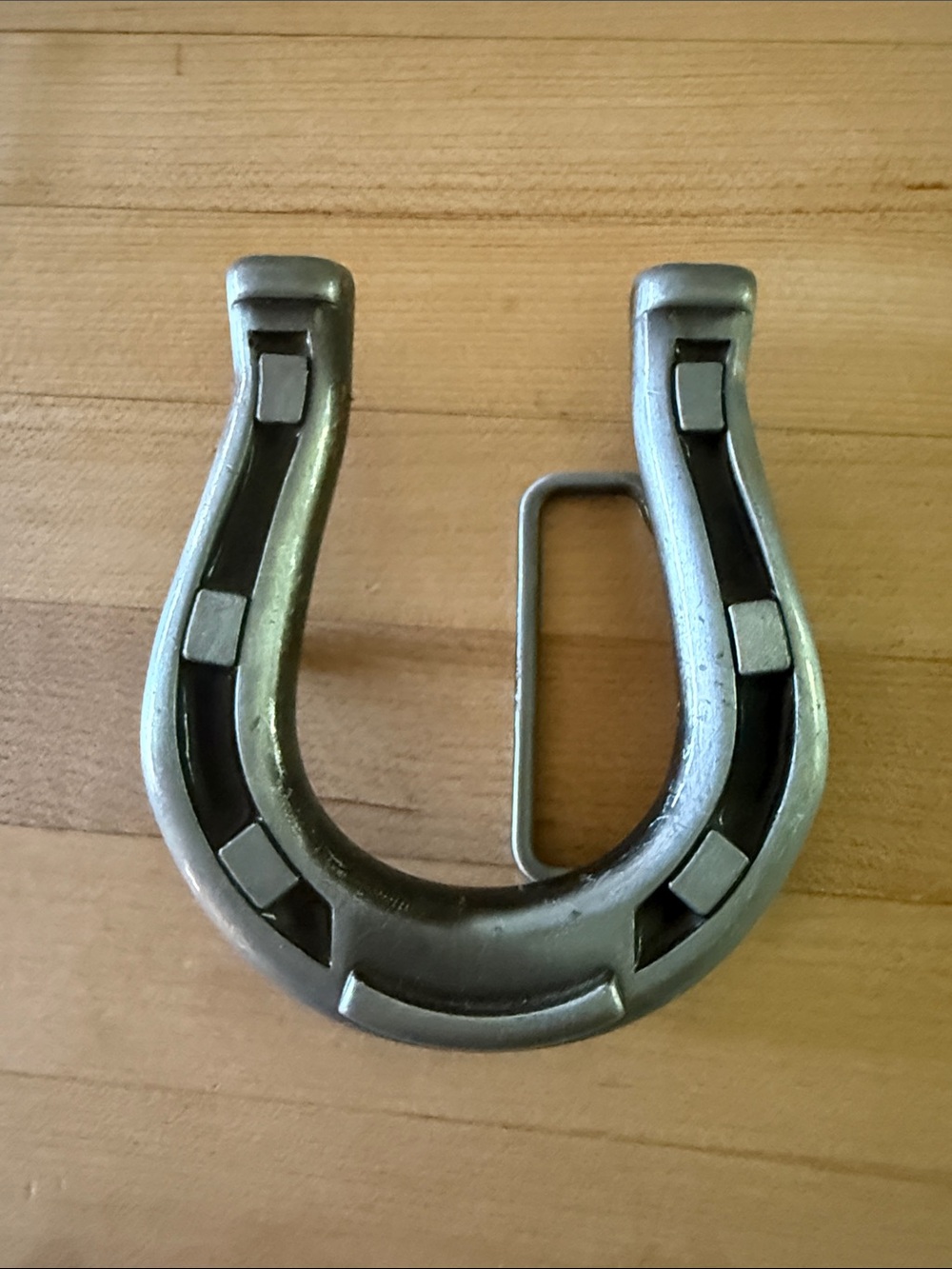 Horseshoe Belt Buckle - Metallic Silver